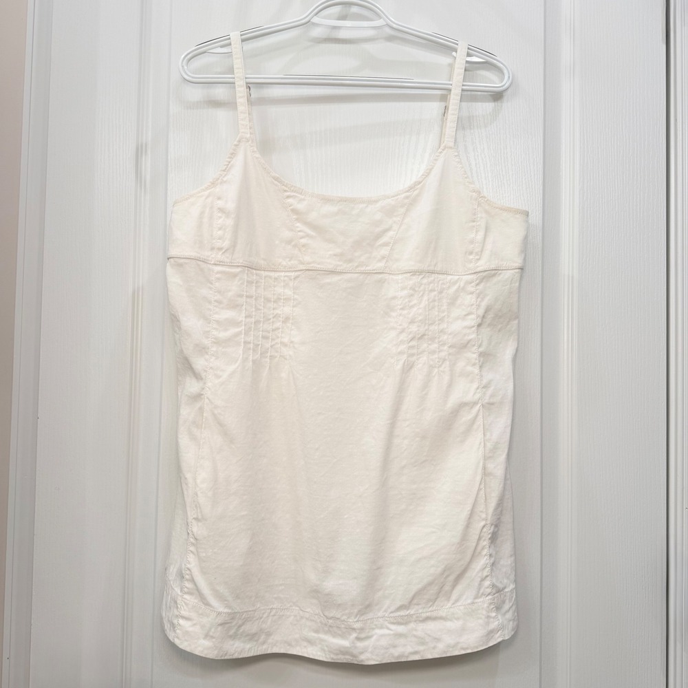 Eileen Fisher White Cami Tank Top Italian Linen Stretch Viscose Blend M